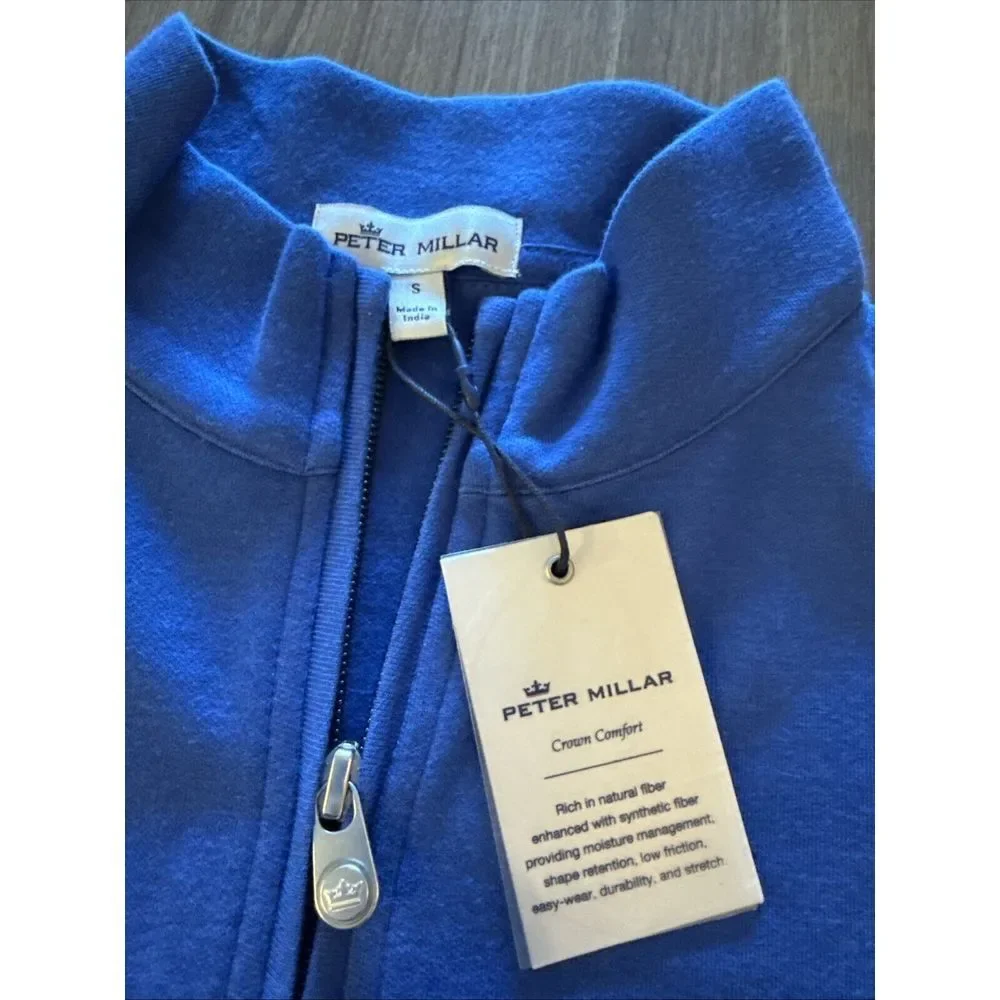 PETER MILLAR Crown Confort‎ TaylorMade Logo Sz Small Quarter-Zip Blue Color NFC